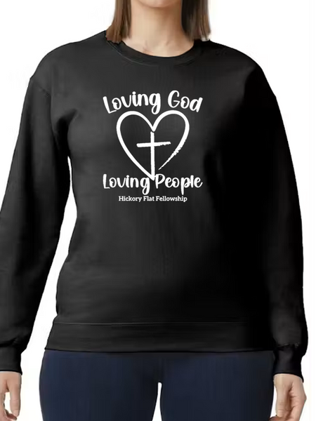 Hickory Flat Fellowship Crewneck Fleece - Heart Design