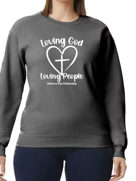 Hickory Flat Fellowship Crewneck Fleece - Heart Design