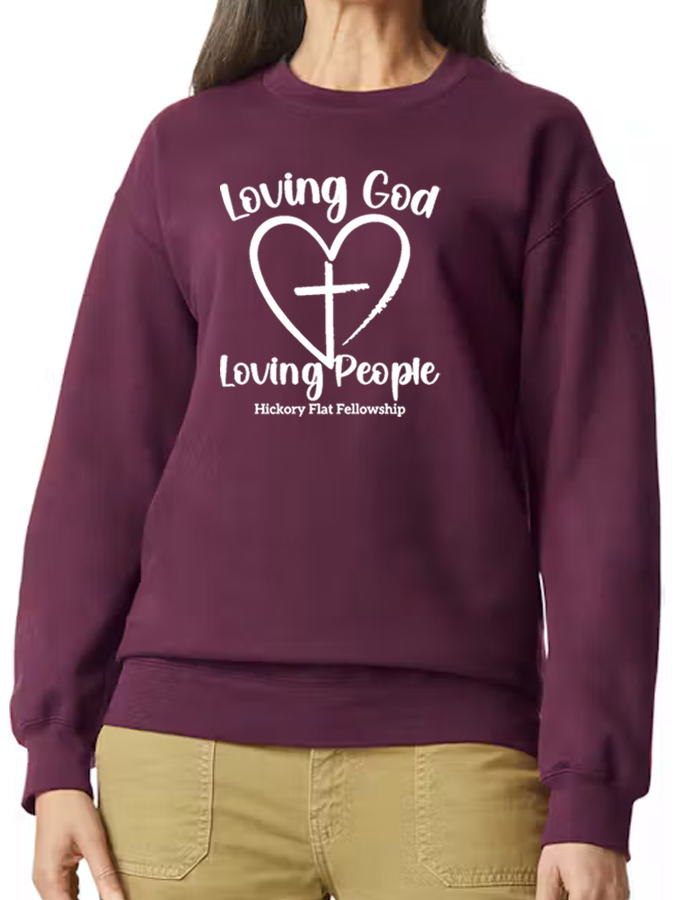 Hickory Flat Fellowship Crewneck Fleece - Heart Design
