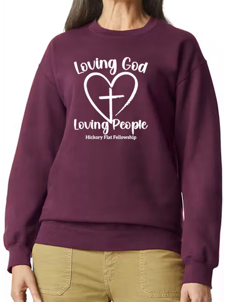 Hickory Flat Fellowship Crewneck Fleece - Heart Design