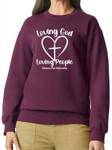 Hickory Flat Fellowship Crewneck Fleece - Heart Design