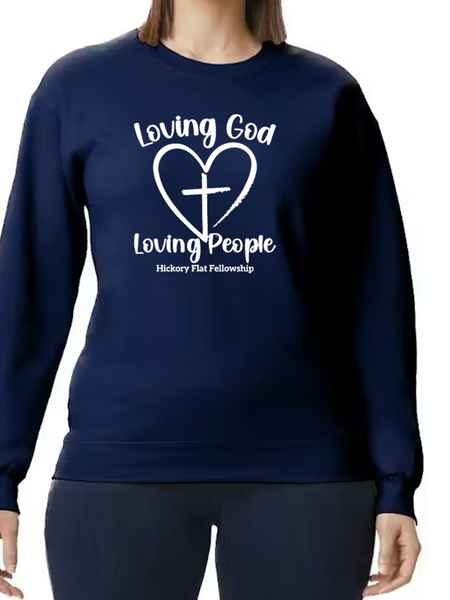 Hickory Flat Fellowship Crewneck Fleece - Heart Design