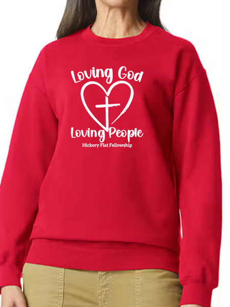 Hickory Flat Fellowship Crewneck Fleece - Heart Design