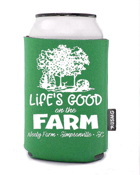 "Life's Good on the Farm" Can Cooler