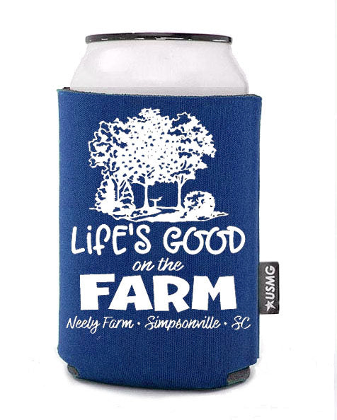 "Life's Good on the Farm" Can Cooler