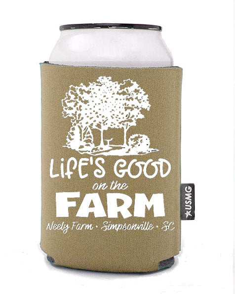 "Life's Good on the Farm" Can Cooler